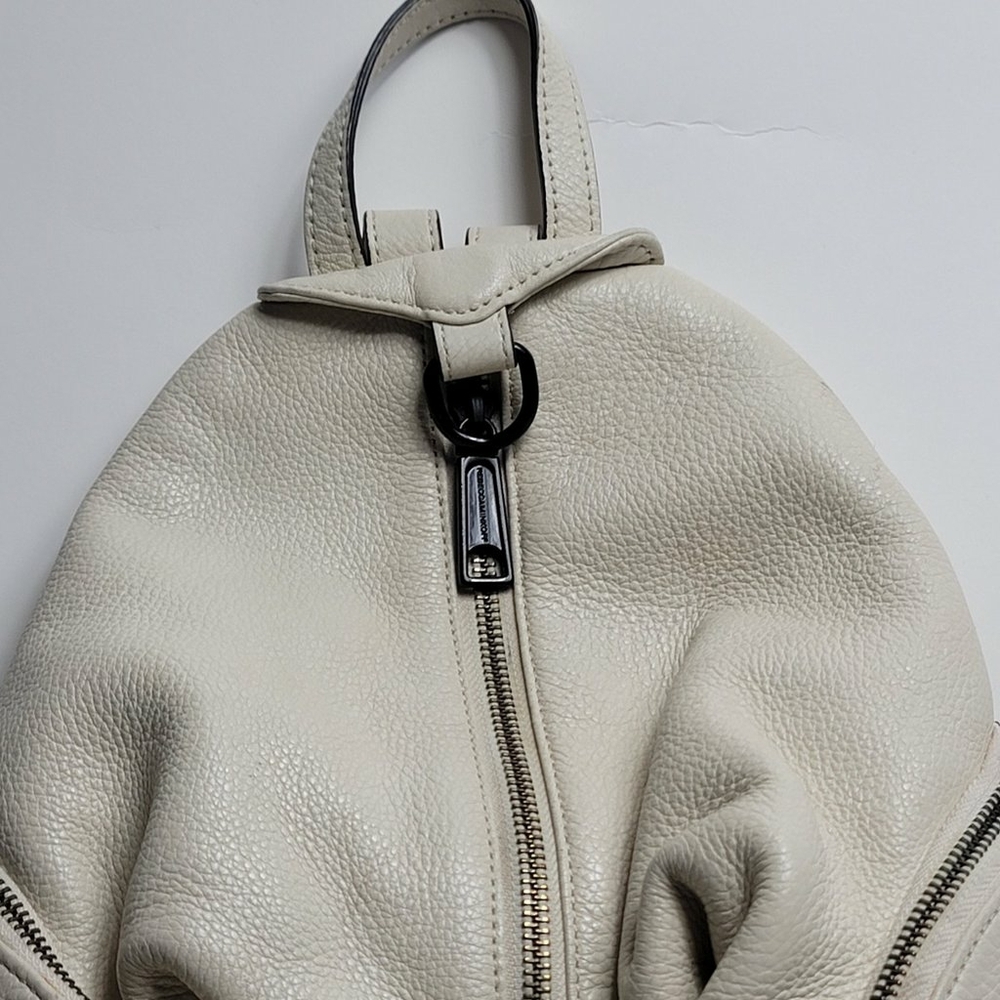 Rebecca Minkoff Julian Gray Leather Medium Backpack Pebbled White Cream - Picture 5 of 12